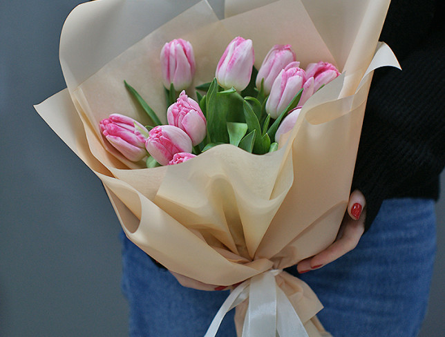 Bouquet of 11 Peony-Style Pink Tulips photo